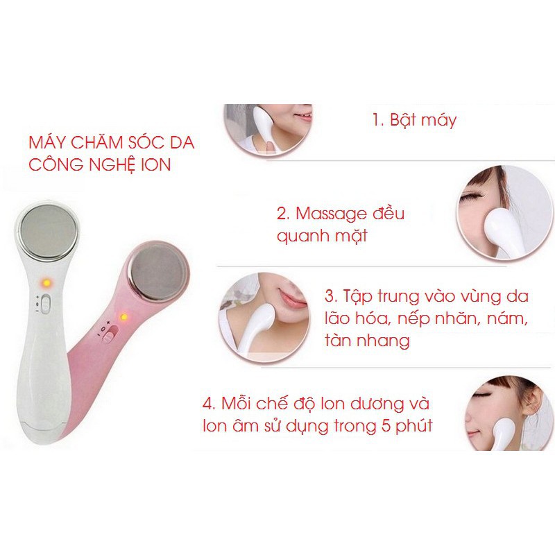 Máy massage ion đẩy tinh chất, hấp thụ dưỡng chất từ kem dưỡng da