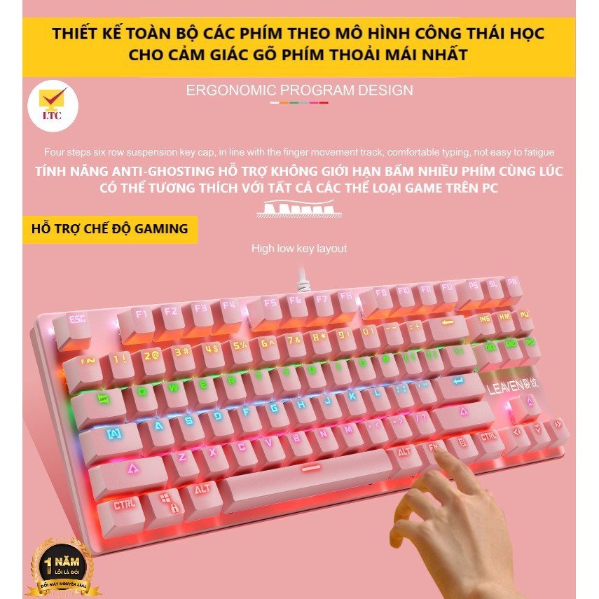 Bàn phím cơ gaming máy tính K550, 10 chế độ led khác nhau, thích hợp chơi game, dùng văn phòng cho pc, laptop, máy tính | BigBuy360 - bigbuy360.vn