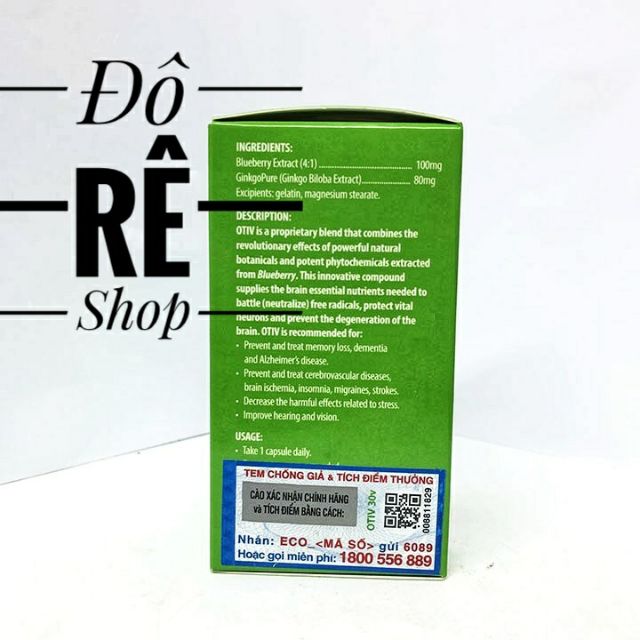 OTIV (Hộp 30 Viên) Cải thiện MẤT NGỦ, ĐAU NỬA ĐẦU, TĂNG CƯỜNG TRÍ NHỚ, PHÒNG NGỪA ĐỘT QUỴ, Có tích điểm | BigBuy360 - bigbuy360.vn