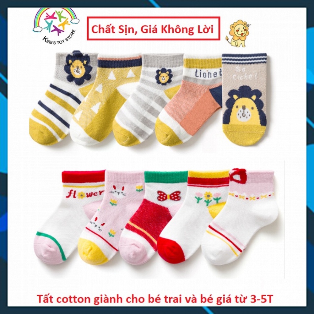 Tất trẻ em, vớ cho bé trai và bé gái 3-5T, chất liệu len cotton