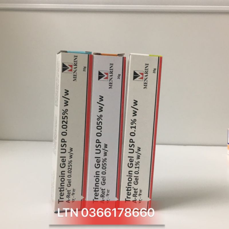 Tretinoin  gel 0.025%, 0.05%, 0.1% - Gel giảm mụn, chống lão hóa, đều màu da Túp 20g