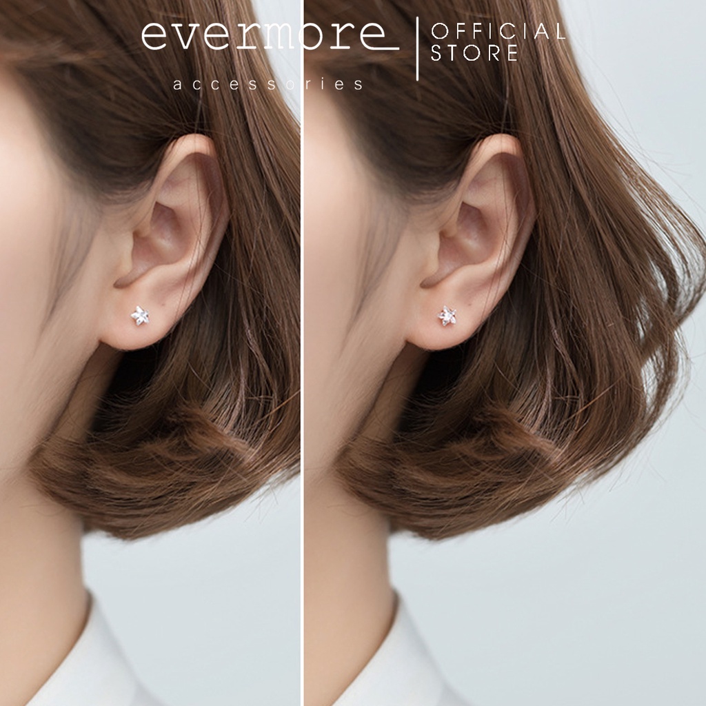 Bông tai bạc EVERMORE, khuyên tai sao băng bạc Ý 925 nguyên chất, phong cách minimalism, thanh lịch - H009
