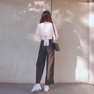ÁO CROPTOP TAY PHỒNG NƠ LƯNG (KÈM HÌNH THẬT)