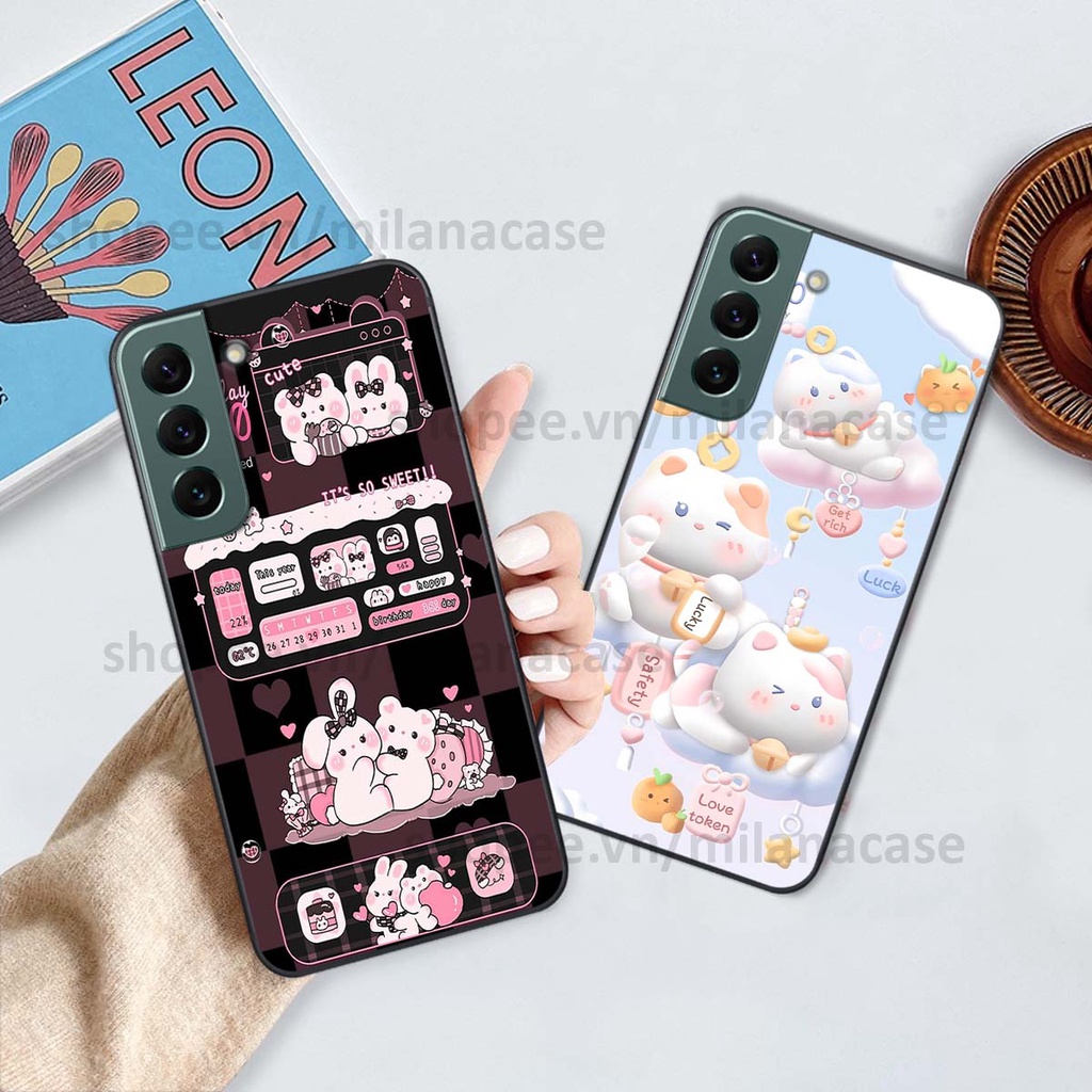 Ốp Samsung S22 / S22 Plus / S22 Ultra / S22+ hình đồng hồ icon gấu mèo cute cực dễ thương ngộ nghĩnh