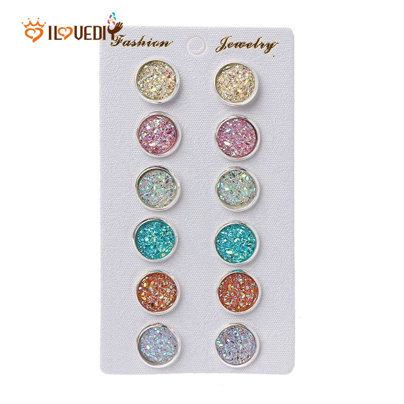 Set 6 Đôi Khuyên Tai Đính Đá Thời Trang Cho Nữ