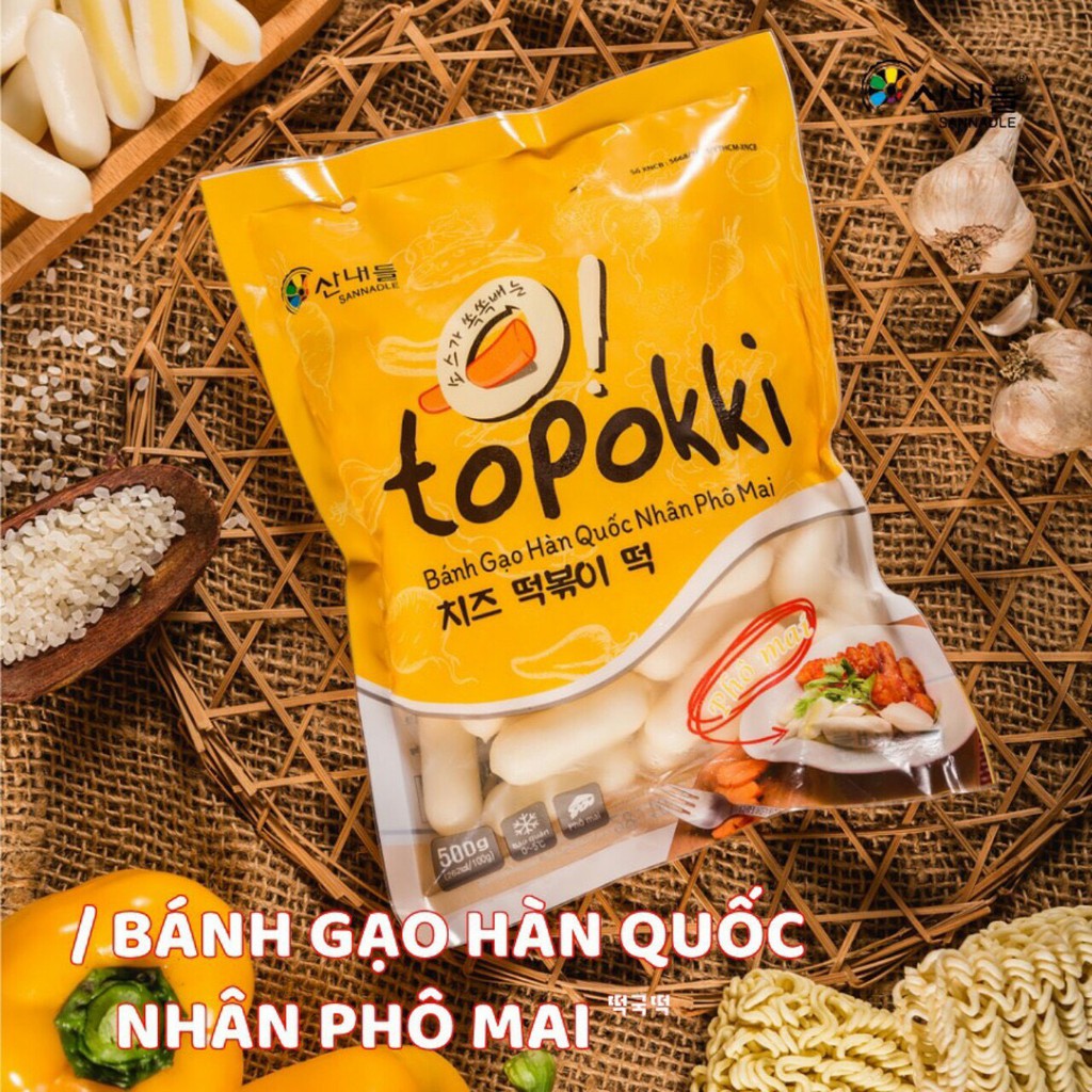 Combo Bánh gạo nhân phô mai 5 món kiểu mới ( 500g bánh gạo nhân phô mai, chả cá, sốt, phô mai, củ cải vàng)