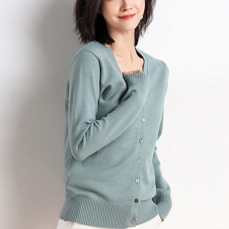 Áo khoác Cardigan dệt kim màu trơn phối nút thời trang