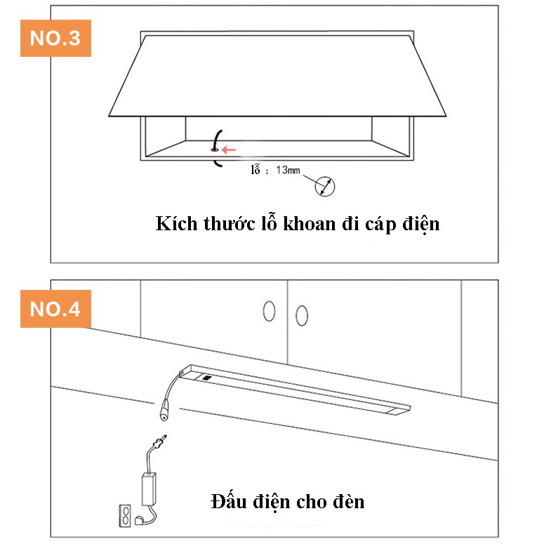 (ánh sáng trắng) Đèn cảm ứng vẫy tay dài 600mm/11W lắp tủ bếp tủ quần áo full bộ phụ kiện - DHDT