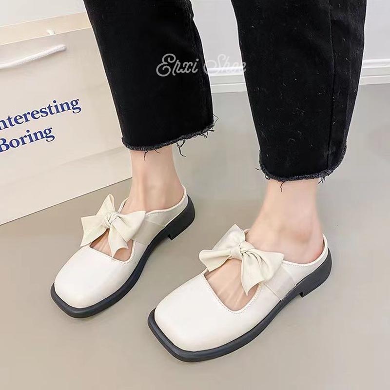 Dép Nữ Mũi Vuông Có Chi Tiết Nơ Thời Trang Cá Tính