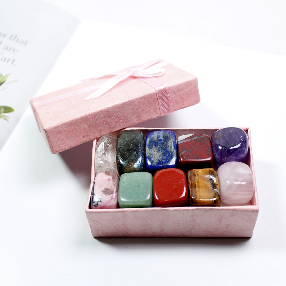 CONOPERY Hộp 10 Viên Đá Khoáng Chất Tự Nhiên Dùng Để Chữa Lành Tâm Linh