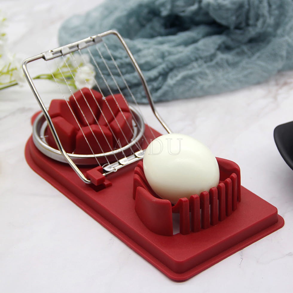 Dụng Cụ Cắt Trứng Luộc 2 Trong 1 Bằng Thép Không Gỉ
