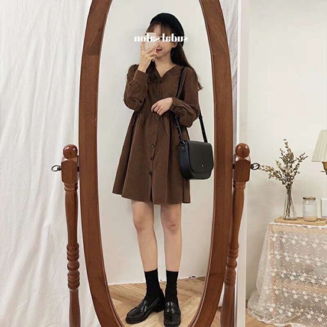 Váy babydoll da lộn