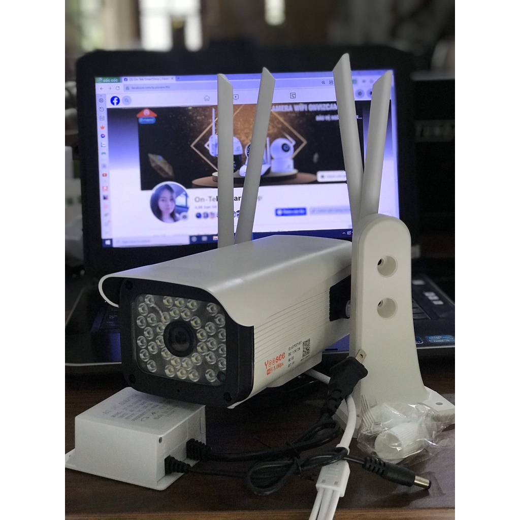 Camera wifi Yoosee thân xoay Ngoài trời ban đêm có màu, Xoay 350 độ, Xem từ xa trên điện thoại qua app Yoosee