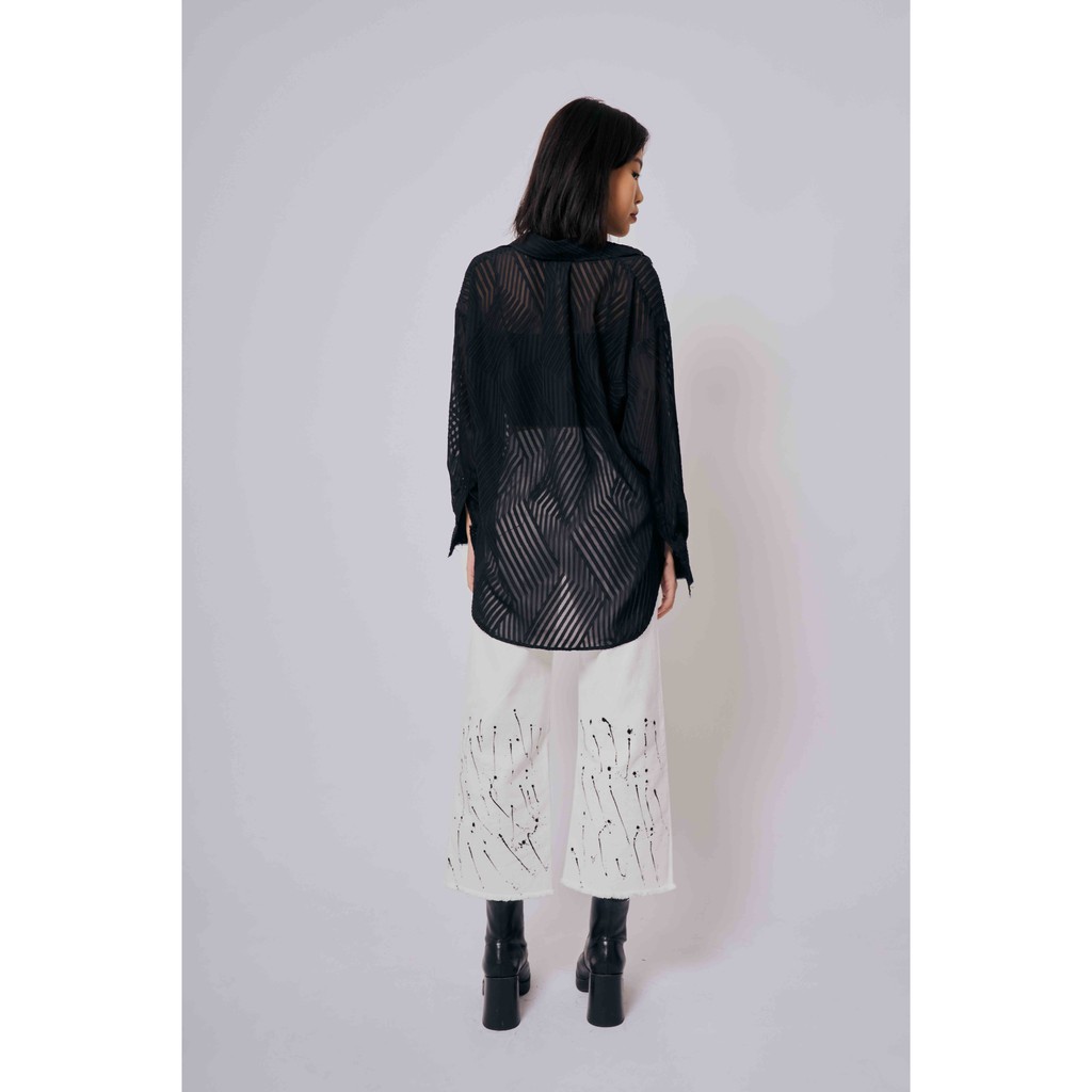 Là min - Quần Jeans Ink-splash Straight-leg