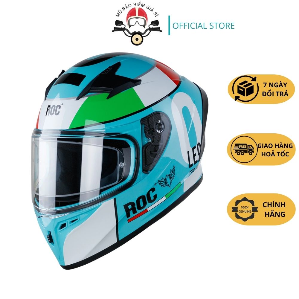 Mũ nón bảo hiểm Fullface 1 kính ROC 01 - ROC R03 - RO5 2 Kính tem Leopard chính hãng bảo hành 24 tháng