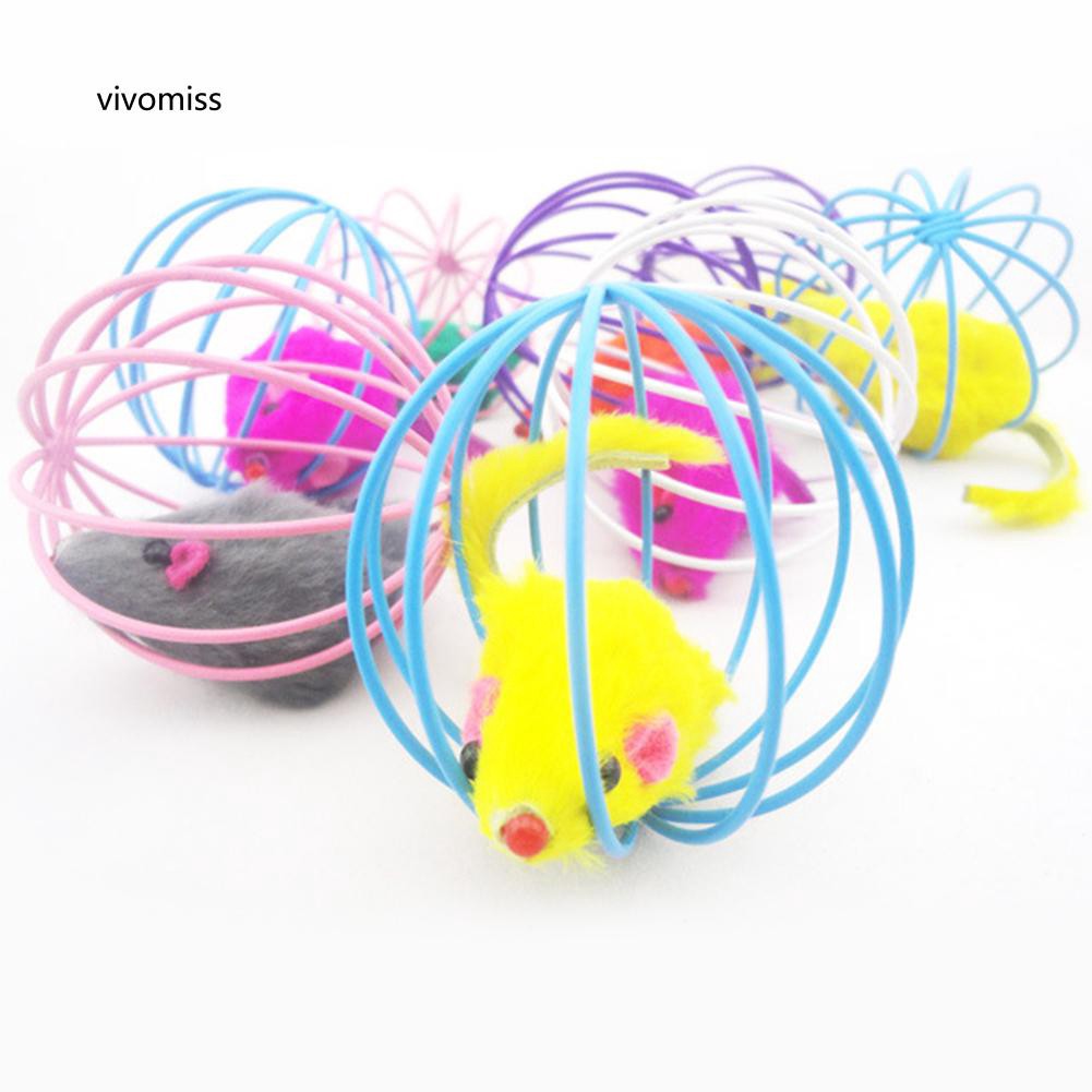 Đồ chơi chuột trong lồng đường kính 6.2cm dành cho mèo cưng