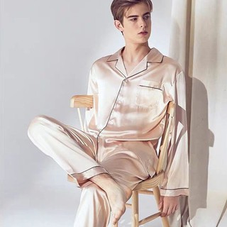 Bộ Đồ Ngủ Pijama Dài Tay Vải Lụa Cho Cặp Đôi