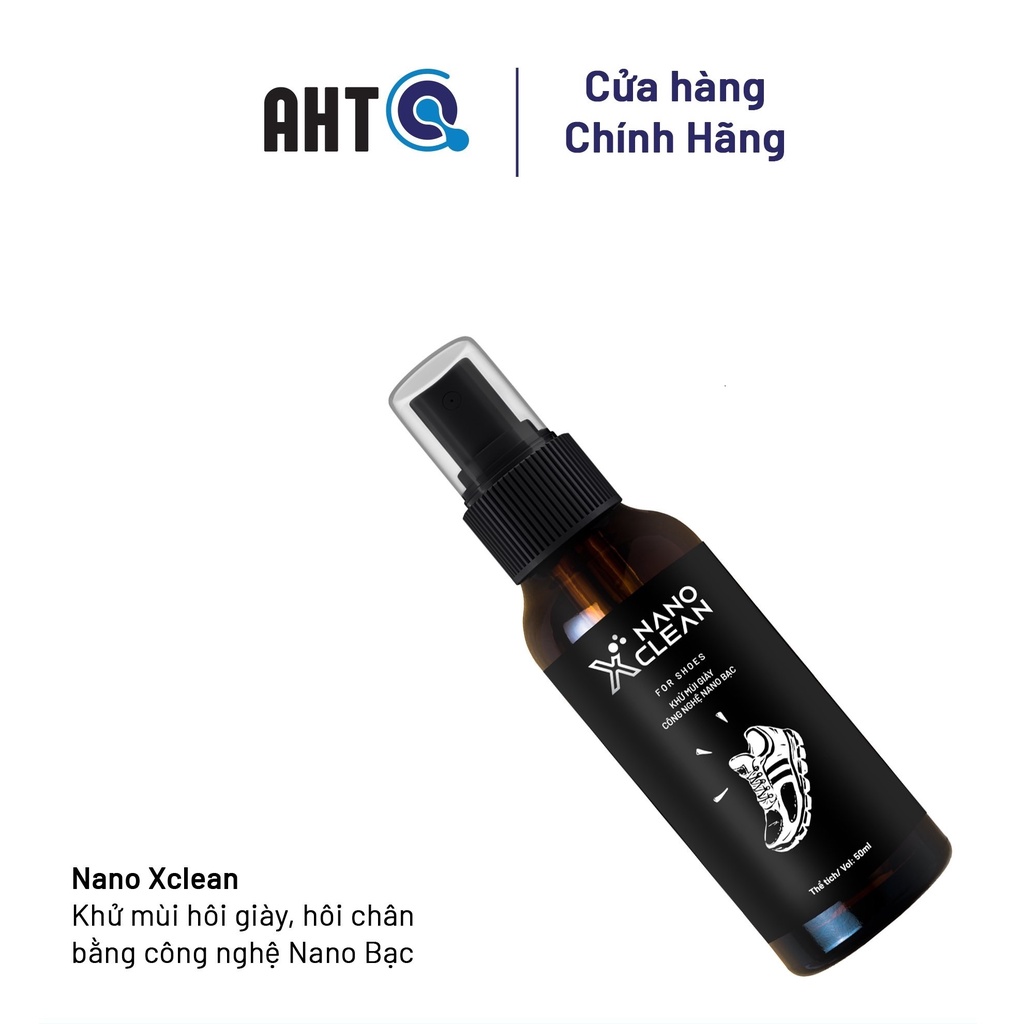 Chai xịt giày diệt khuẩn khử mùi hôi giày, khử mùi hôi chân Nano Xclean For Shoes 50ml-Hương Bạc Hà -Nano Bạc AHT Corp