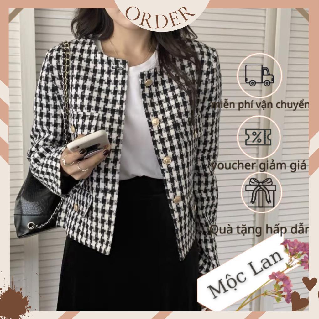 (MộcLan ORDER) Áo dạ tweed họa tiết siêu xinh phong cách Hàn Quốc | BigBuy360 - bigbuy360.vn