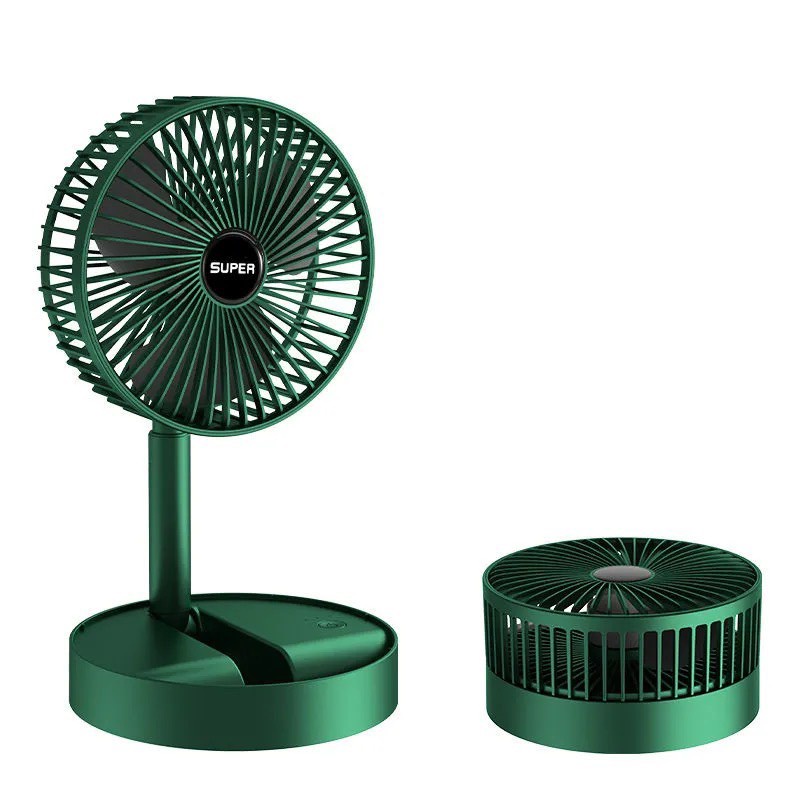 Quạt Tích Điện Gấp Gọn SUPER 3 Cấp Độ Gió Sử Dụng Pin Sạc, Quạt Để Bàn Mini Cổng Sạc USB Tiện Dụng