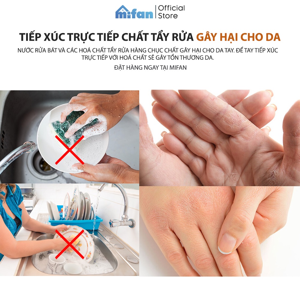 Găng Tay Rửa Chén Bát Pvc Cao Cấp MIFAN Siêu Dai, Bền Đẹp