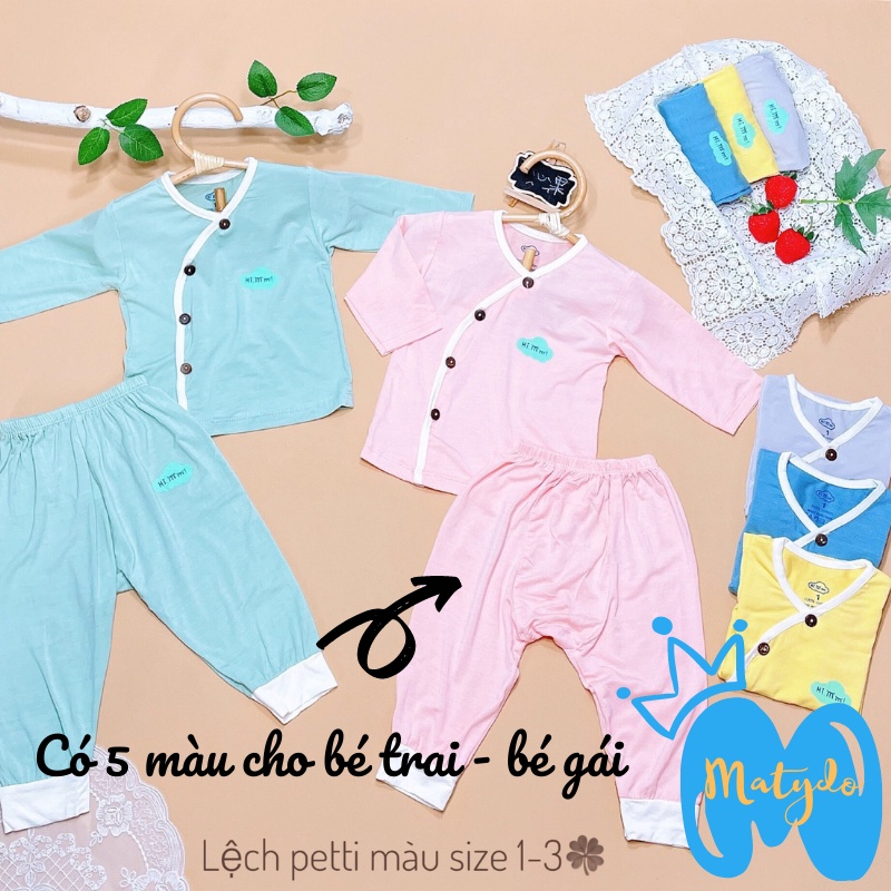 Quần áo sơ sinh MATYDO bé trai bé gái mùa hè thu đông giá rẻ đồ mới sinh cho bé Hi Mom dài tay màu