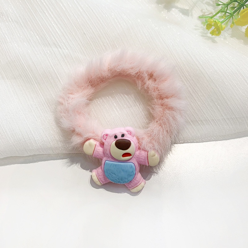 Dây buộc tóc trang trí gấu bông màu kẹo xinh xắn phong cách Hàn Quốc dành cho nữ