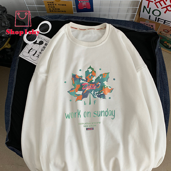 5 Color Men Sweatshirt Oversize Shirt Fashion Pullover Athletic Closure Long Sleeve Maple Leaf Print | BigBuy360 - bigbuy360.vn