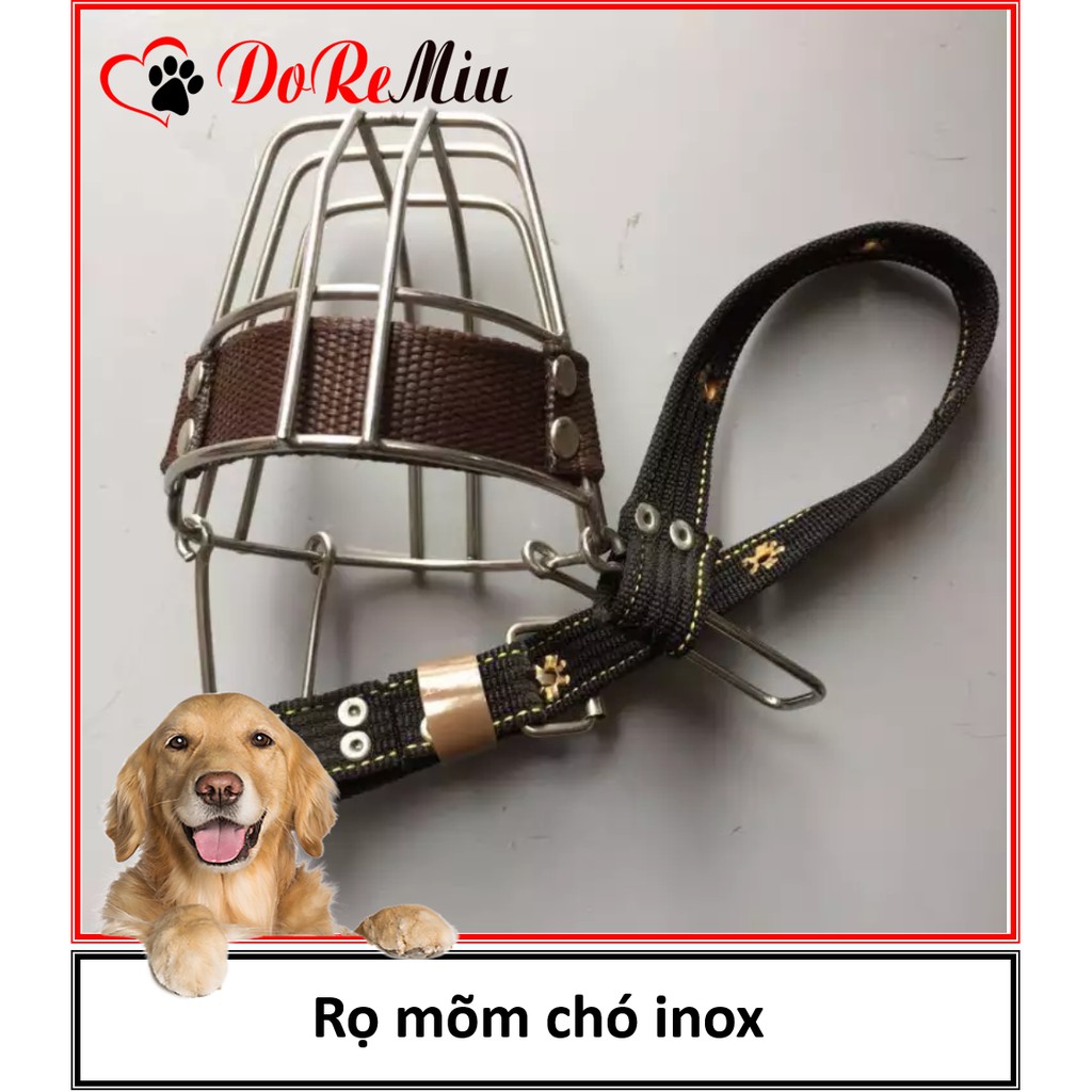 [Mã PET50 giảm 10% - tối đa 50K đơn 250K] Doremiu - rọ mõm chó inox chống gỉ cho chó lớn (3 size) chống chó cắn và phá