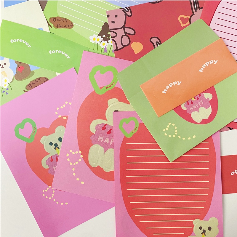 Bộ sản phẩm làm thiệp với miếng dán trang trí cho bìa thư họa tiết dễ thương bắt mắt