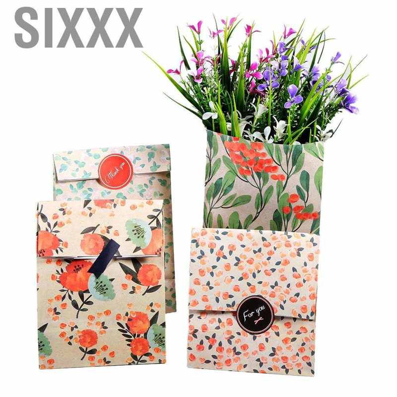 Set 12 Túi Giấy Đựng Quà Tặng Họa Tiết Hoa Xinh Xắn