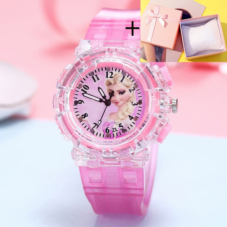 Đồng Hồ Trẻ Em LED Phát sáng Hello Kitty, Siêu nhân Người nhện Spiderman cho bé