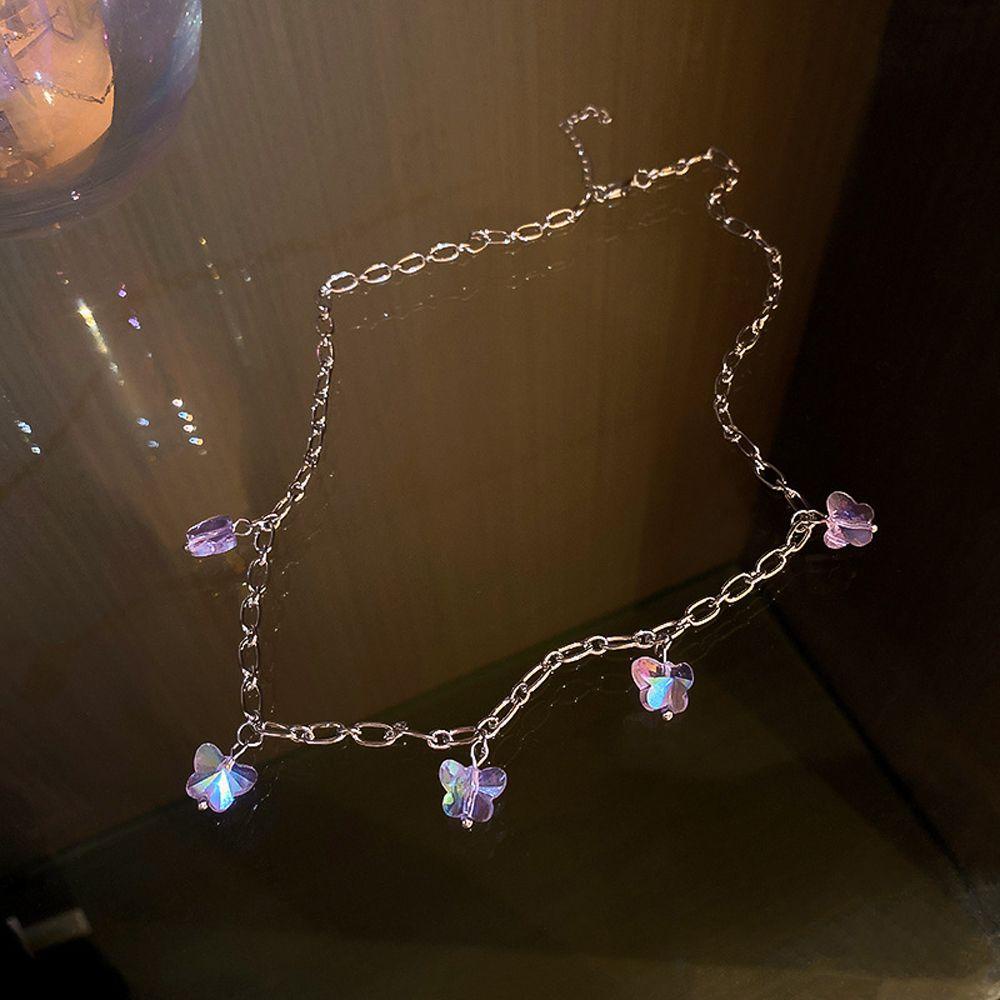 AROMA Vòng cổ Mặt Hình Bướm Màu Tím Thời Trang Cho Nữ