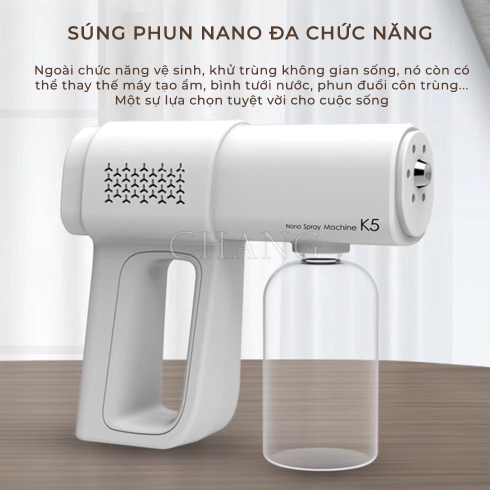 Máy Phun Xịt Khử khuẩn Sát Trùng Nano Cầm Tay K5 phun xa 1.5m Loại Mới