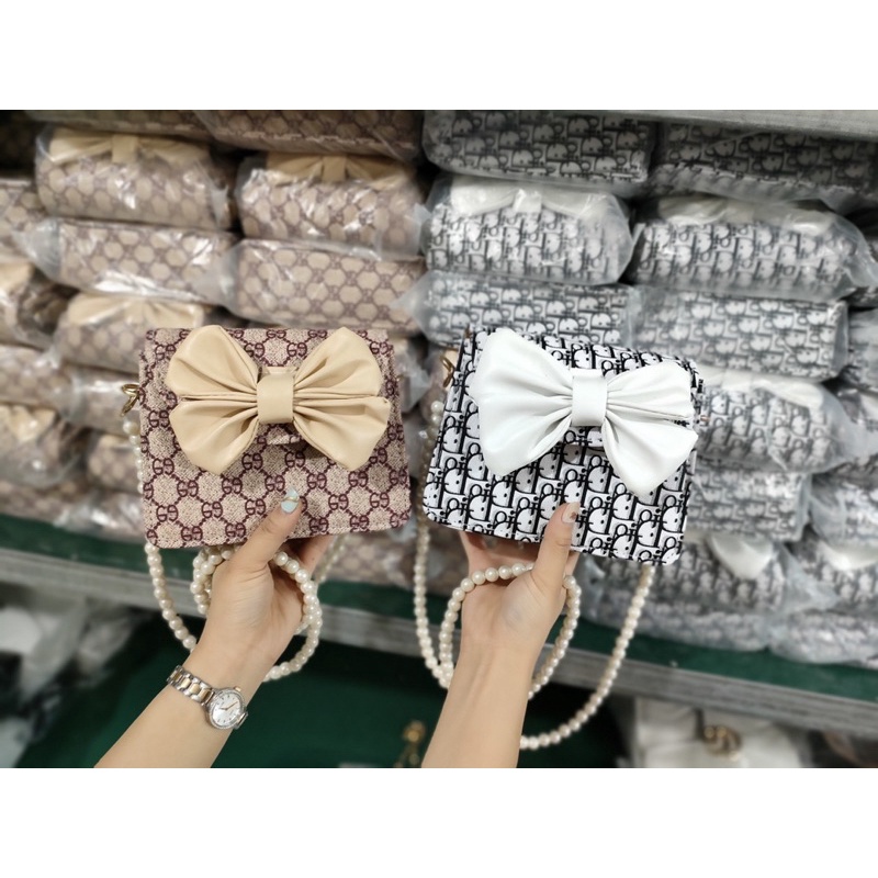 TÚI XÁCH NỮ DÂY NGỌC NƠ TO DÌ Ô GÙ XÌ SIÊU HOT