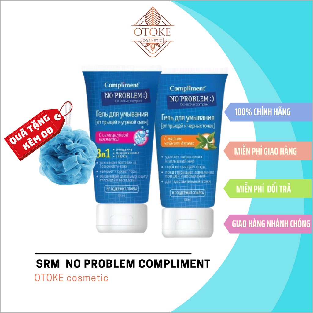 Sữa rửa mặt NO PROBLEM Compliment chứa Salicylic Acid, Tea Tree 200ml-OTOKE