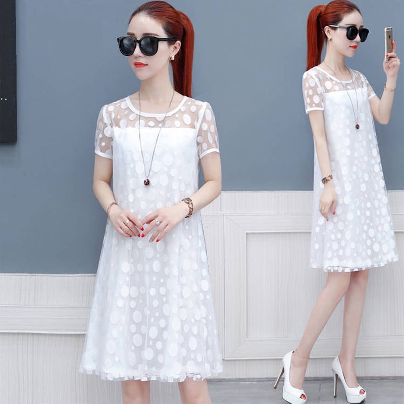 Đầm Dài Phối Ren plus size Phong Cách Hàn Quốc Quyến Rũ