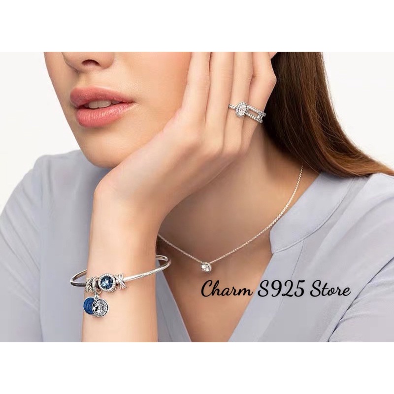 charm pan treo mặt trăng ngôi sao đính đá bạc s925 cao cấp