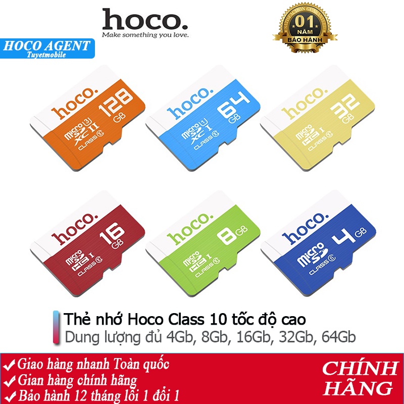 Thẻ nhớ lưu trữ Hoco đủ dung lượng 4Gb, 8Gb, 16Gb, 32Gb, 64Gb Class 10 truyền dữ liệu nhanh - Chính hãng