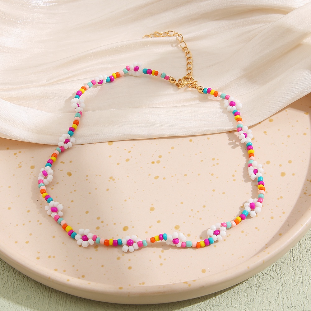 Vòng cổ iF YOU xỏ hạt trang trí hoa phong cách Bohemia thời trang dành cho nữ