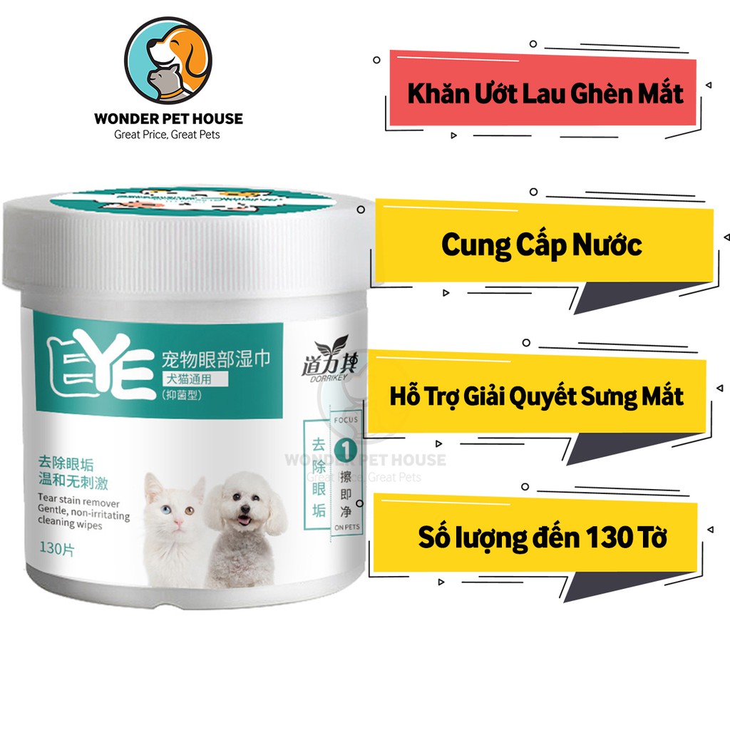 130 Tờ - Hỗ trợ giải quyết sưng mắt thú cưng Loại bỏ nước mắt - An toàn
