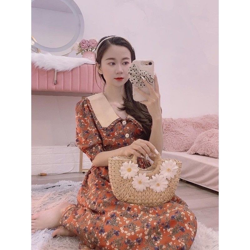 Váy Hoa Nhí Cổ Bèo Vintage [ BÁN SỈ ] 🌺 Đầm Hoa Nhí Dáng Dài One Boutique