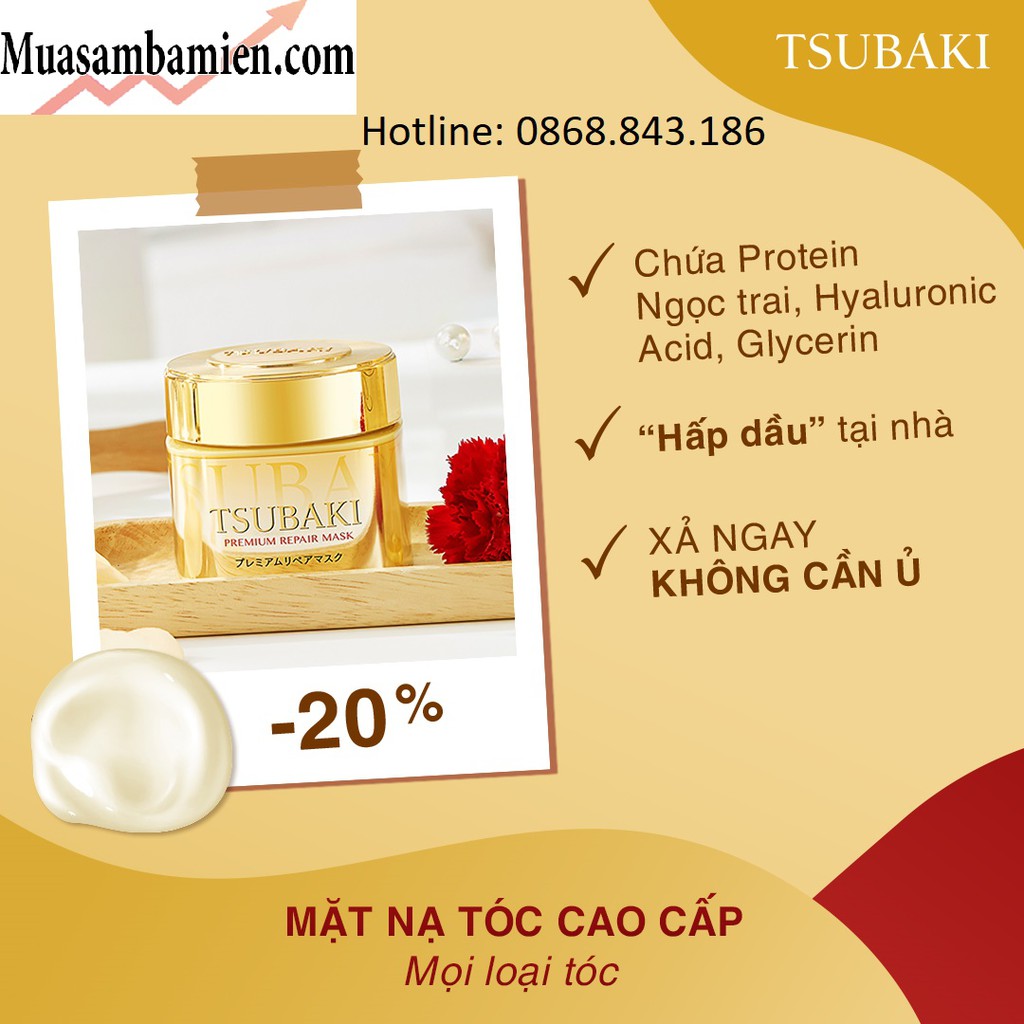 Mặt Nạ Dưỡng Tóc Cao Cấp Phục Hồi Hư Tổn Cao cấp Nhật Tsubaki Chính hãng Muasambamien Phân phối