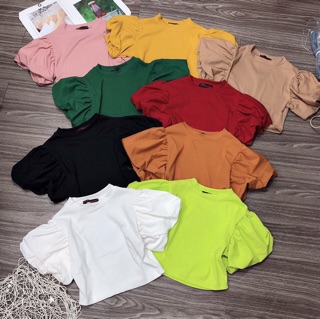 Áo thun croptop tay bồng