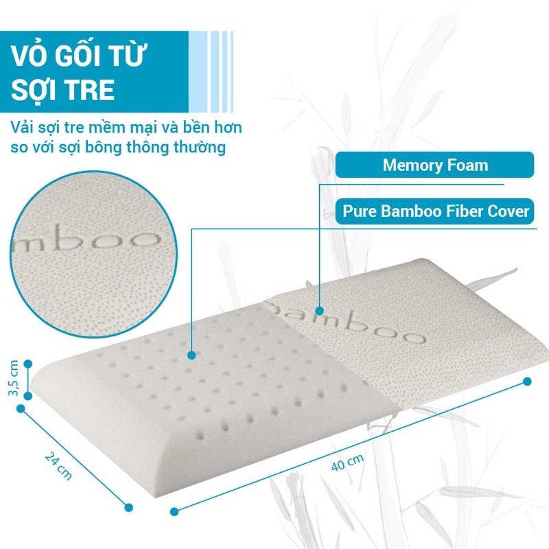 Gối bamboo ,cao su non cho bé siêu mềm mại,giúp bé thoải mái giấc ngủ và lâu hơn