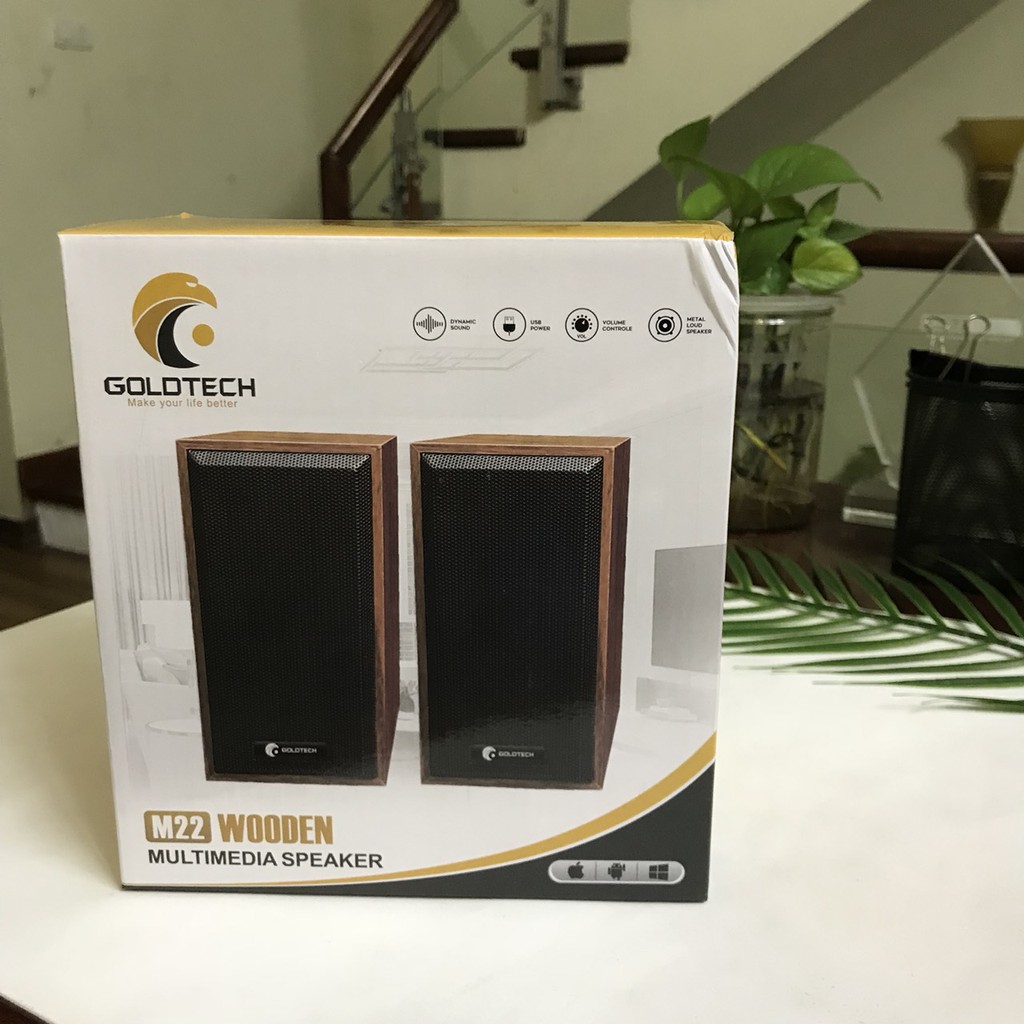 Loa mini 2.0 Goltech M22, Loa Ghỗ mini 2.0 M22, Loa Prime FT 102, Loa máy tính giá rẻ