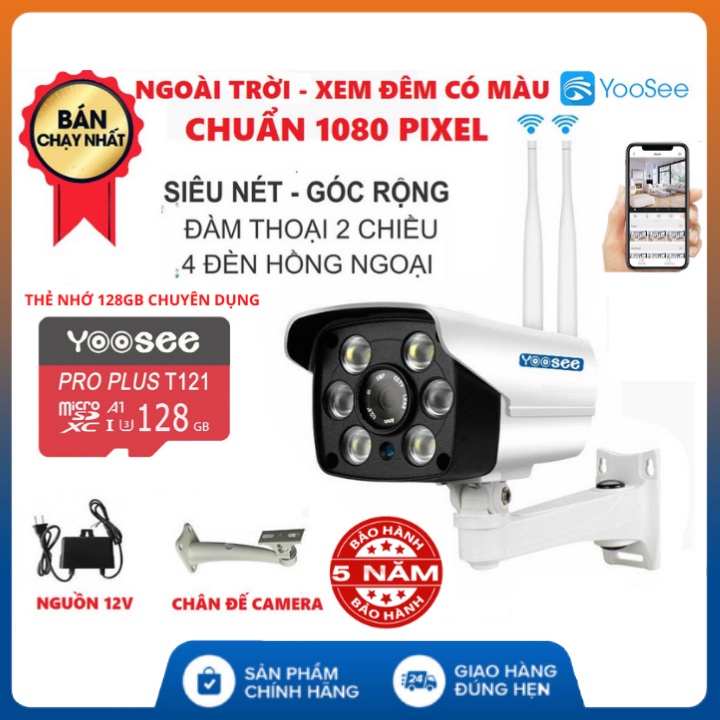 Camera Wifi Trong nhà-ngoài trời Yoosee ZQ26-2.0Mpx- FULL HD,hỗ trợ 2 đèn hồng ngoại và 4 đèn LED xem đêm có Màu Cực Nét