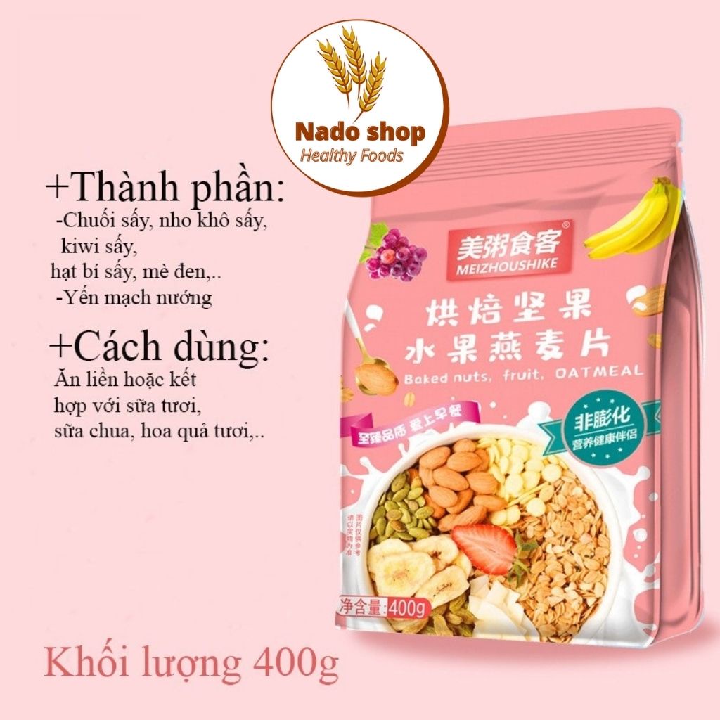 Ngũ cốc sữa chua hoa quả 400g, ngũ cốc dinh dưỡng siêu ngon, hỗ trợ giảm cân