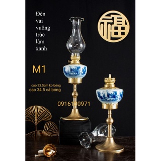 Đèn xanh bọc đồng sứ Bát Tràng