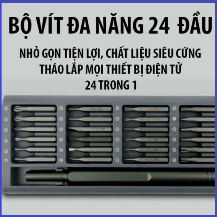 Bộ tua vít sữa điện thoại, sữa máy tính 24 chi tiết nhật, hộp bằng nhôm, mũi vít có nam châm kim khí đức nguyên